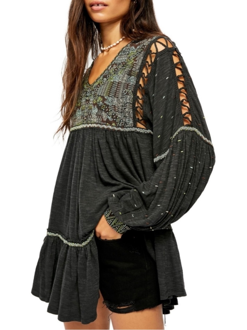 Free People Embroidered Top/Dress Size XS